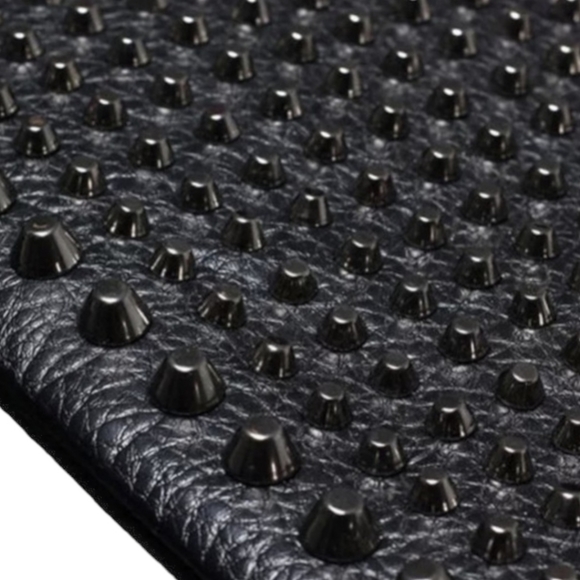 Unisex Black Studded Clutch Bag With Crossbody Shoulder Strap